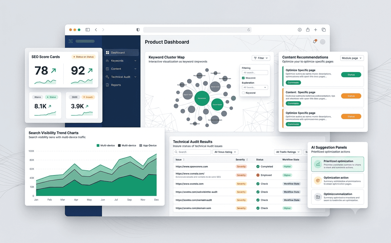 AI SEO Analyzer case study mockup